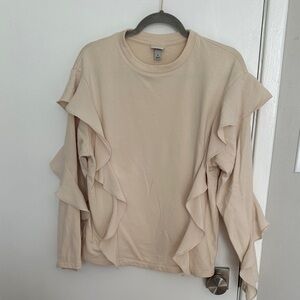 A New Day Cream Ruffle Long Sleeve Top